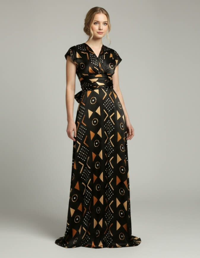 Robe BAMBARA Silk Bogolan bogolan robe silk soie africain femme été
