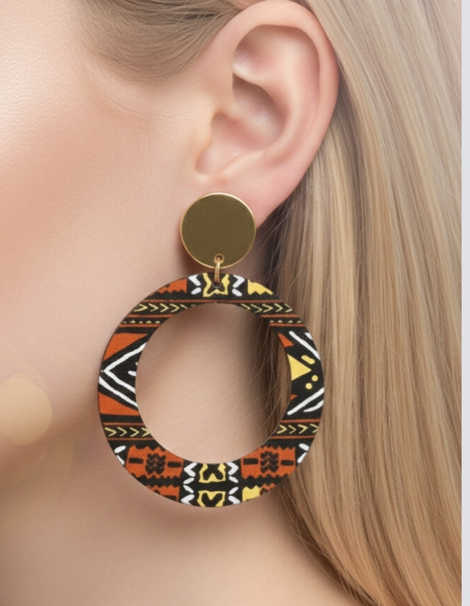 boucles d'oreilles créoles femme wax africain ethnique. bijoux wax femme africaine, bijoux fantaisie, breloque africaine, bijoux ethniques, bijoux bohème, bijoux traditionnel chic