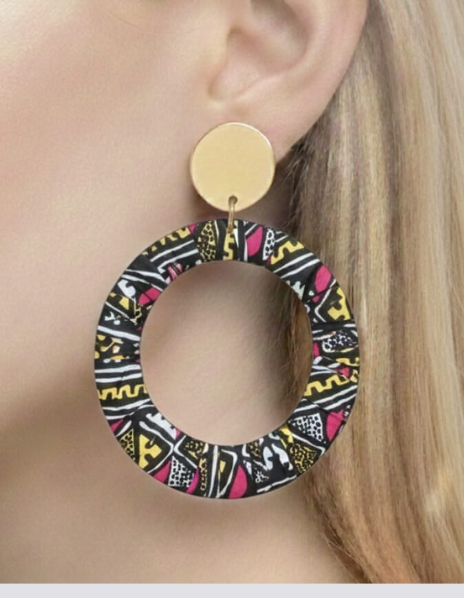Boucles d'Oreilles Bamako rosejaune
