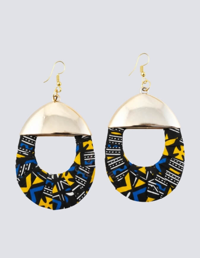 créoles en pagne bleu jaune